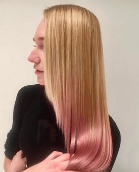 dip dyed rose gold hair redken