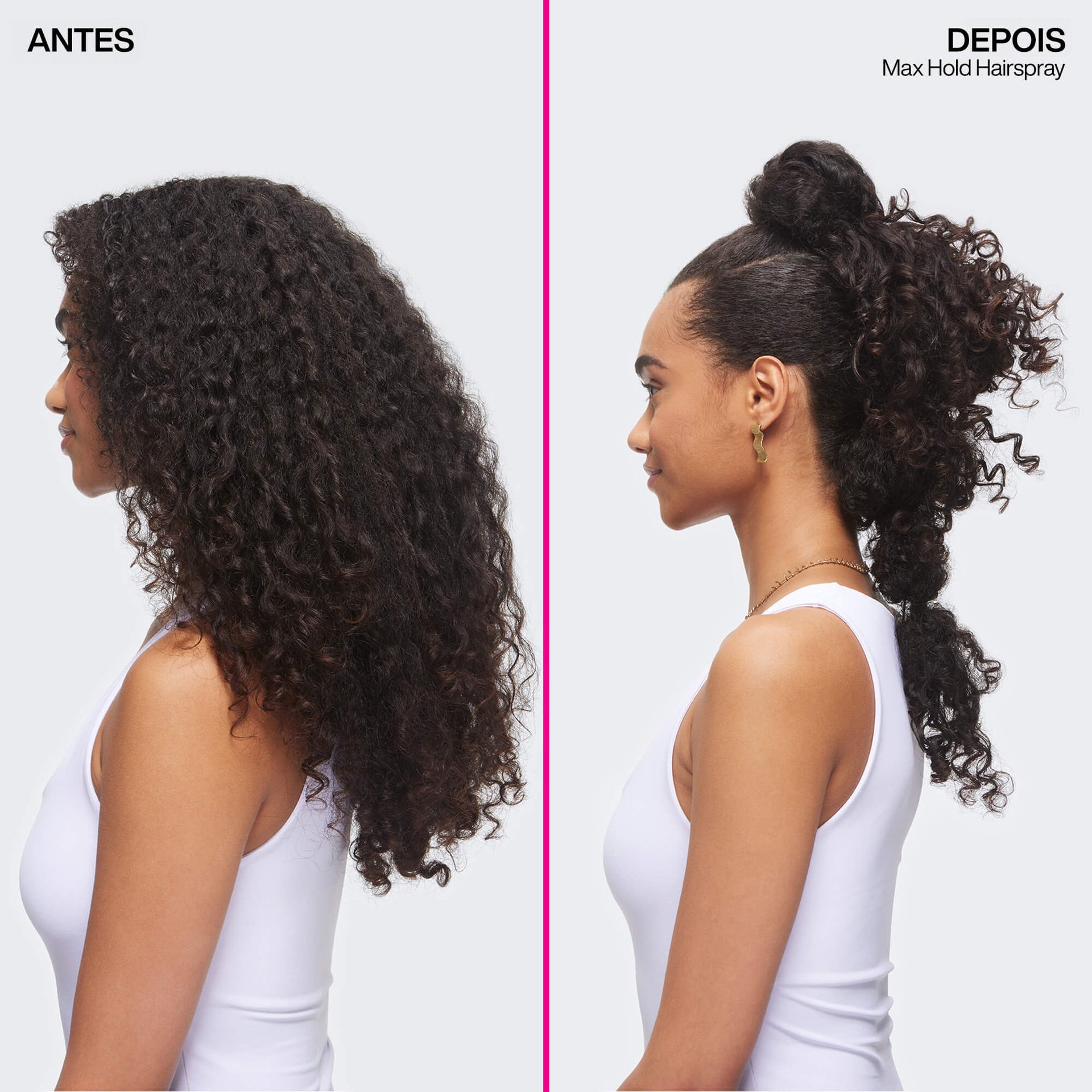 Max Hold Hairspray Antes e Depois