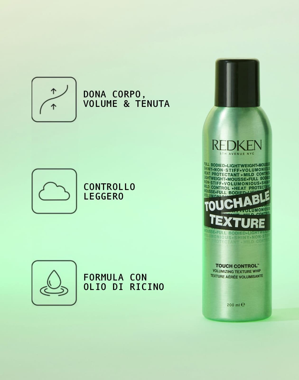 Touchable Texture: mousse leggera corporizzante e volumizzante per tutti i tipi di capelli